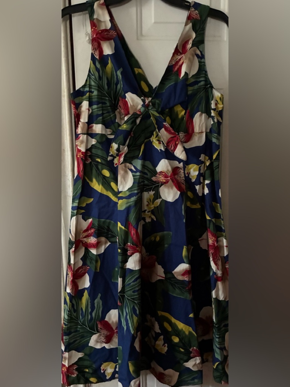 Banana Bay Hawaiian  Blue Floral Print Dress XL imported cotton